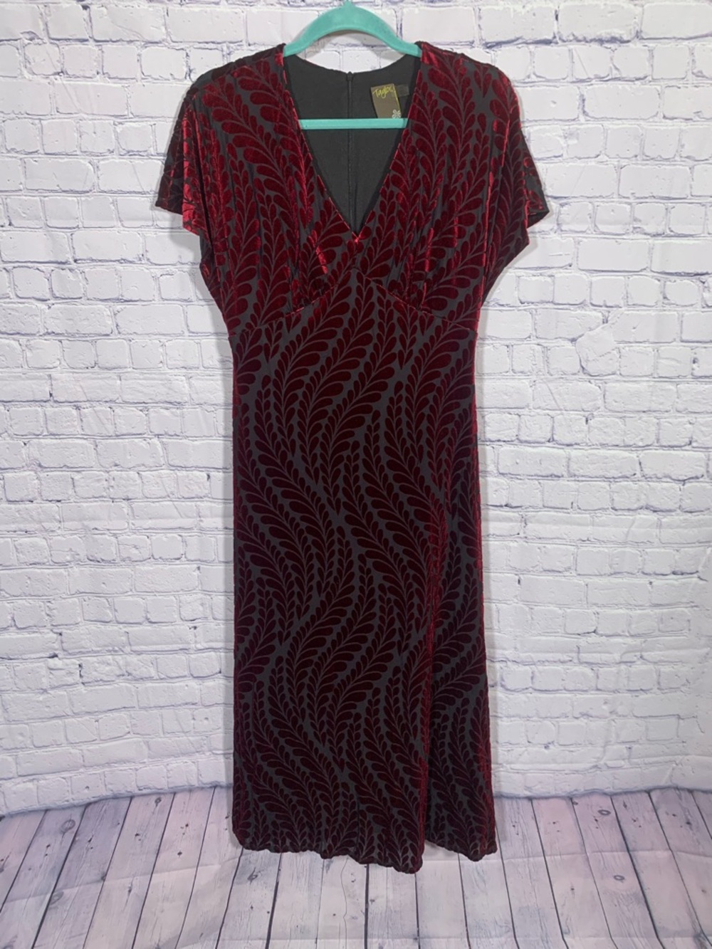 Taylor Womens Velvet Burnout Midid Dress Sz 10 Whimsigoth Fairy Grunge Witchy
